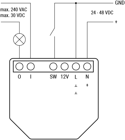 Shelly Plus 1 DC power supply wiring