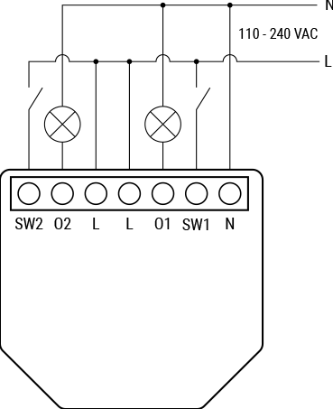 Shelly 2.5 AC wiring