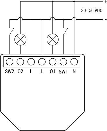 Shelly 2.5 DC wiring