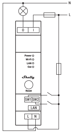 Shelly Pro 1PM basic wiring diagram