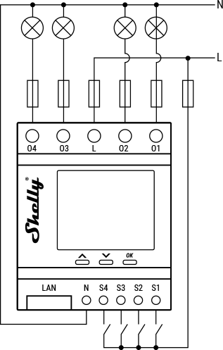 Shelly Pro 4PM V2 basic wiring